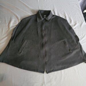 Eivissa Suede Vest Womens L Black Vintage Retro Business Casual Oversized Coat